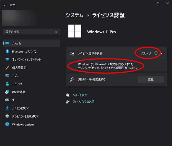 ファイル:Windows11 license account.jpg